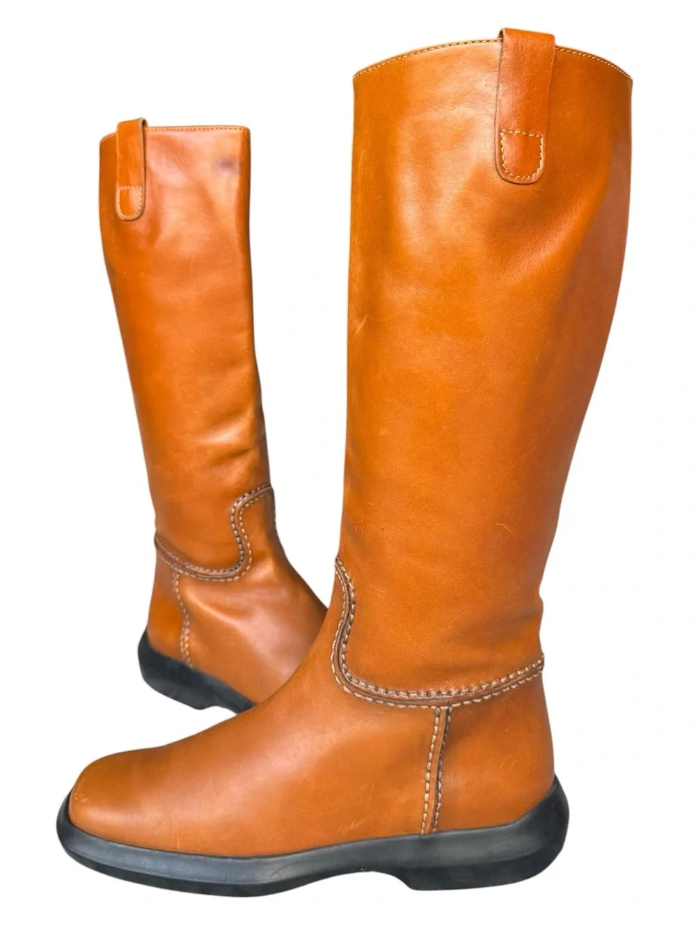 TOD’S Cognac Brown Leather Riding Boots 7